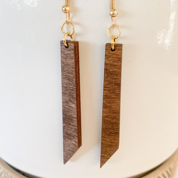 Wood Dangle Earrings - Picture 3 of 5